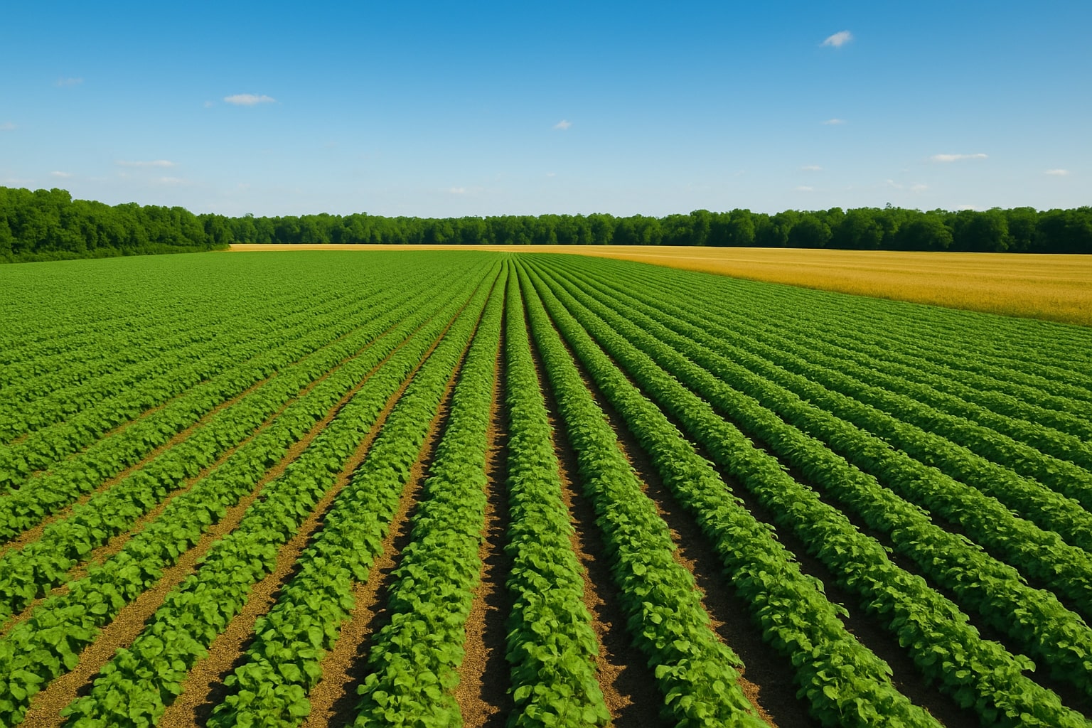 Cultivated rows stretching toward the horizon